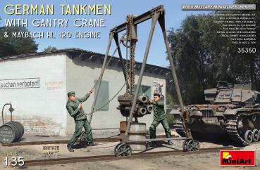 1:35 Deutsche Panzersoldaten mit Portalkran und Maybach HL 120 Motor