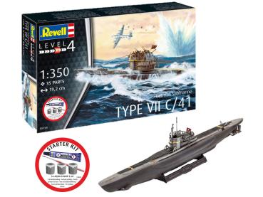 1:350 Starter Kit German Submarine Type VII C/41 Revell Modellbausatz mit Basiszubehör