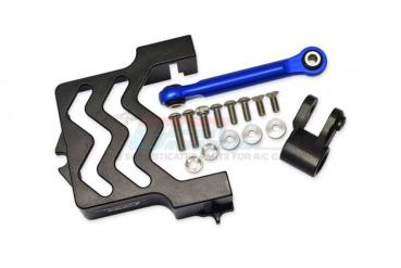 Alu Servobefestigung mit Servohorn und Lenkstange schwarz GPM TRX MAXX neue Version 2075