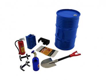 Set Ölfass groß, Gasflasche, Feuerlöscher, Schaufel, Kani H-SPEED Deko 1/10