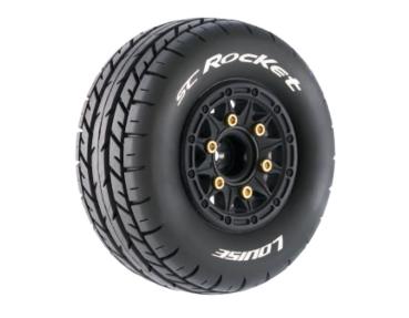 SC-Rocket Reifen soft auf Felge schwarz 12/14/17mm (2) LOUISE 1/10 Short-Course (tauschbare Radmitnehmer)