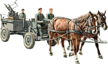 1:35 Riich Models Figur WWII German IF-5 Horse Drawn MG Wagon mit Zwillingslafette 36