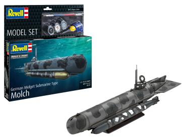 1:72 Model Set German Midget Submarine Type Molch Revell Modellbausatz mit Basiszubehör