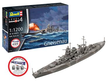 1:1200 Starter Kit Battleship Gneisenau Revell Modellbausatz mit Basiszubehör