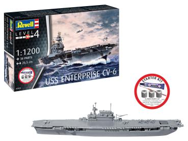 1:1200 Starter Kit USS Enterprise CV-6 Revell Modellbausatz mit Basiszubehör
