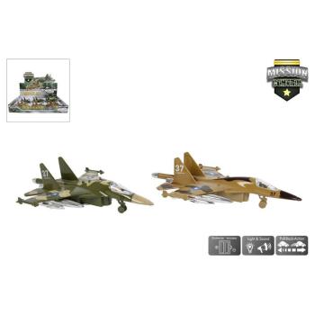 Kampfjet mit Rückzug + Licht & Sound 19 cm 2-fach sortiert