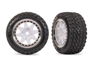 Mini Rally Felgen vo weiß+chrome mit Rally Reifen (2) TRAXXAS