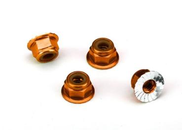 M4 Muttern 4mm Alu mit gezahnten Flansch orange (4) TRAXXAS