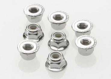Nylon-Muttern chrom mit Flansch 4mm TRAXXAS