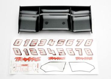 Heckflügel Exo-Carbon mit Aufkleber TRAXXAS Revo 3.3, E-Revo 2.0