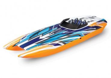 SLVR TRAXXAS DCB M41 ORANGE-X 40-ZOLL CATAMARAN RENNBOOT BRUSHLESS, OHNE AKKU UND LADEGERÄT