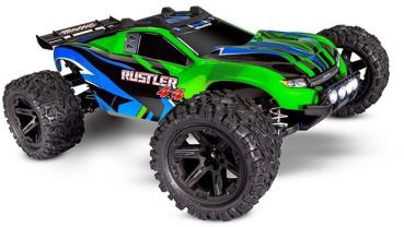 TRAXXAS RUSTLER 4X4 GRÜN RTR MIT AKKU +LED-LICHT 1/10 4WD STADIUM TRUCK (12T+XL-5)