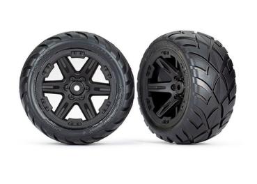 Anaconda Reifen auf RXT 2.8 Felge schwarz hinten (2) TRAXXAS Rustler 2WD (TSM rated)