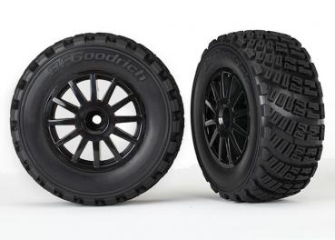 RALLY REIFEN AUF 2.2/3.0 FELGEN SCHWARZ (2) TRAXXAS RALLY, 4X4 V/H & 2WD HINTEN (TSM RATED)