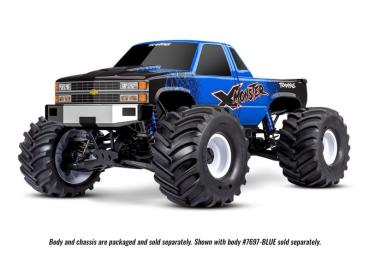 Karosserie X-Maxx-MT Chevy K1500 blau mit Aufkleber TRAXXAS