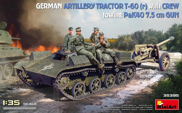 1:35 Deutscher Artillerieschlepper T-60 (r) mit Besatzung und PaK 40