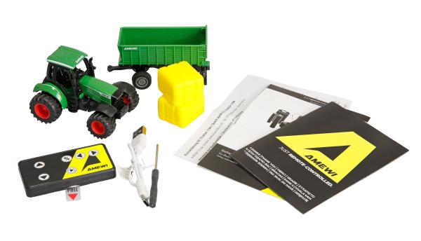 1:64 Traktor aus Metall mit Anhänger RTR grün