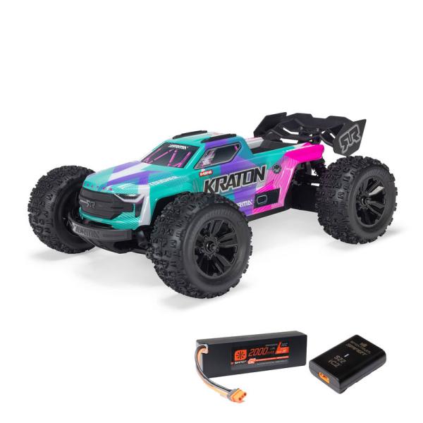 1/16 MINI KRATON 3S DSC 4X4 RTR Brushless Speed Truck (Battery & Charger Included), Türkis/Rosa