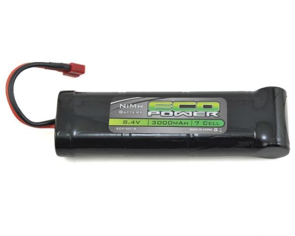 7-Zellen NiMH Stick Pack Batterie mit T-Style Stecker EcoPower (8.4V, 3000mAh, 155x45x23mm, 390g)