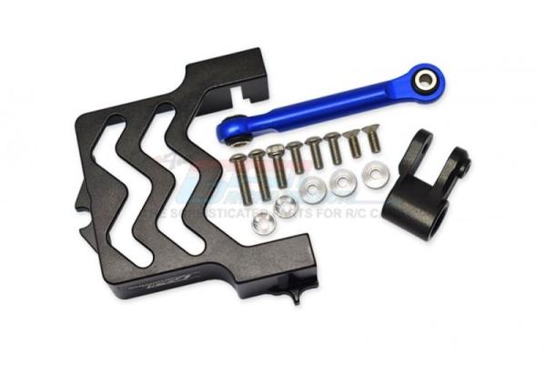 Alu Servobefestigung mit Servohorn und Lenkstange schwarz GPM TRX MAXX neue Version 2075