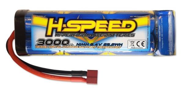 Stick Akku NiMH 3000mAh 8,4V 7 Zellen H-SPEED mit T-Stecker (162x48x25.5mm)