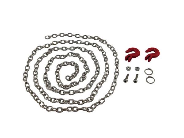 Abschleppkette 890mm mit roten Haken H-SPEED Deko 1/10