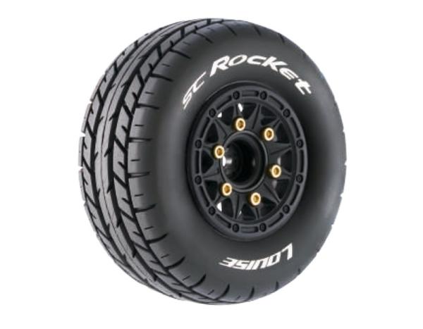 SC-Rocket Reifen soft auf Felge schwarz 12/14/17mm (2) LOUISE 1/10 Short-Course (tauschbare Radmitnehmer)