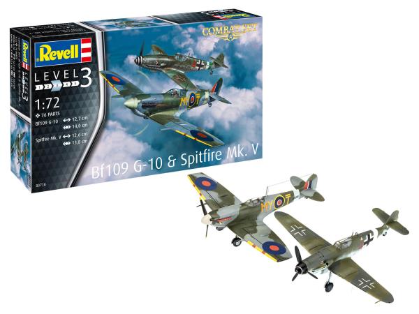 1:72 Combat Set Messerschmitt Bf109G-10 & Spitfire Mk.V Revell Modellbausatz