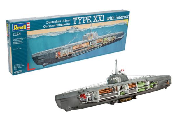 1:144 Deutsches U-Boot Typ XXI mit Interieur Revell Modellbausatz
