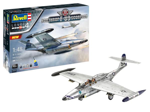 1:48 Geschenkset 75th Anniv. "Northrop F-89 Scorpion" Revell Modellbausatz mit Basiszubehör