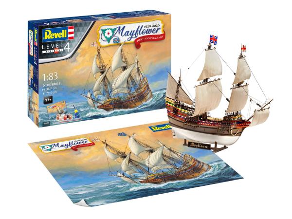 1:83 Geschenkset Mayflower - 400th Anniversary Revell Modellbausatz mit Basiszubehör