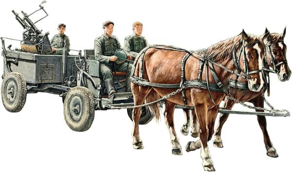 1:35 Riich Models Figur WWII German IF-5 Horse Drawn MG Wagon mit Zwillingslafette 36