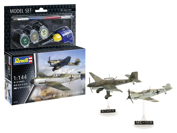 1:144 Model Set Messerschmitt Bf109E & Ju87B Stuka Revell Modellbausatz mit Basiszubehör