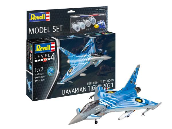 1:72 Model Set Eurofighter Typhoon"Bavarian Tiger 2021" Revell Modellbausatz mit Basiszubehör