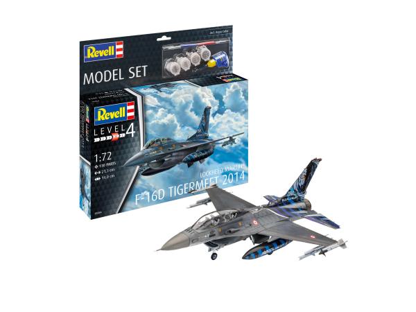 1:72 Model Set Lockheed Martin F-16D Tigermeet 2014 Revell Modellbausatz mit Basiszubehör