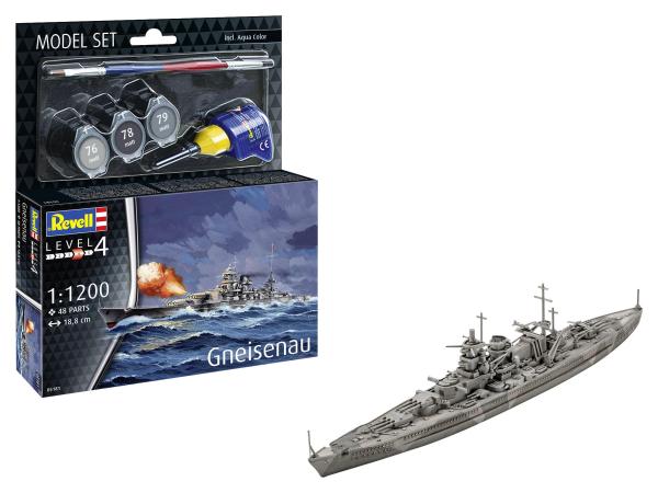 1:1200 Model Set Battleship Gneisenau Revell Modellbausatz mit Basiszubehör