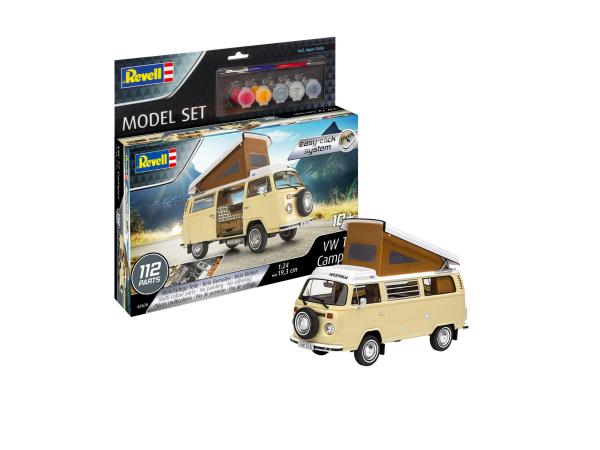 1:24 Model Set VW T2 Camper Click System Revell Bausatz zum Zusammenstecken + Basiszubehör