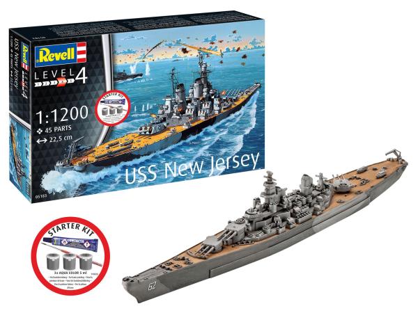 1:1200 Starter Kit Battleship USS New Jersey Revell Modellbausatz mit Basiszubehör