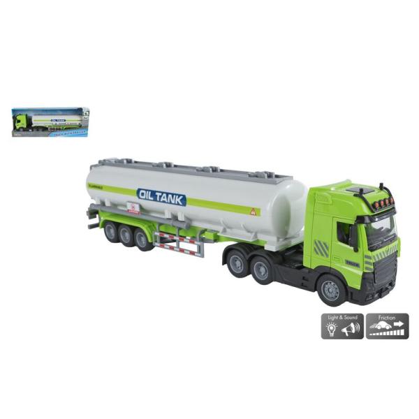 Truck mit Tankauflieger Friktion Licht und Sound 38 cm