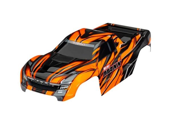 Karosserie orange mit Aufkleber & Clipless TRAXXAS Mini-Maxx