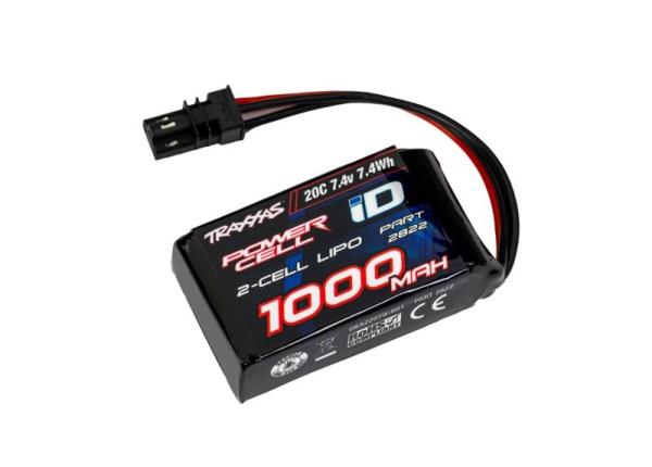LiPo Power Cell 1000mAh 7,4V 2s 20C TRAXXAS mit iD-Stecker (für 1/18 TRX-4M)