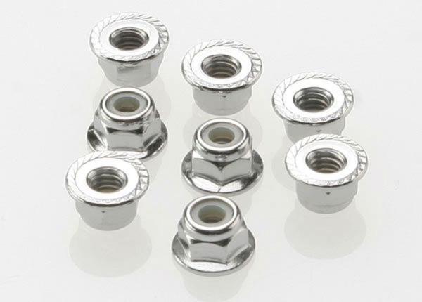 Nylon-Muttern chrom mit Flansch 4mm TRAXXAS