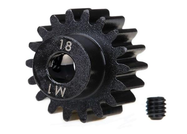 Motorritzel 18Z Stahl gehärtet für 5mm Welle (Modul 1) TRAXXAS Maxx, Sledge, E-Revo 2.0