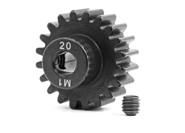 Motorritzel 20Z Stahl gehärtet für 5mm Welle (Modul 1) TRAXXAS X-Maxx, XRT, Maxx, E-Revo 2.0