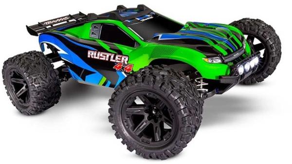 TRAXXAS RUSTLER 4X4 GRÜN RTR MIT AKKU +LED-LICHT 1/10 4WD STADIUM TRUCK (12T+XL-5)