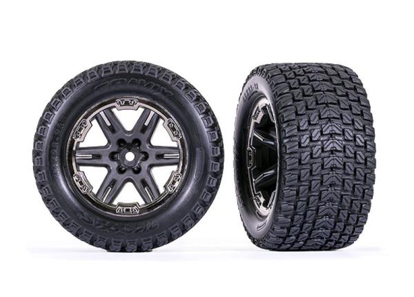 Gravix Reifen auf RXT 2.8 Felge grau/schwarz-chrom 12mm (2) TRAXXAS 4x4 v/h, 2WD nur vorne (TSM-rated)