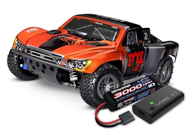 TRAXXAS Slash 4x4 BL-2S FOX 1/10 Short-Course RTR nP825 BL-2S Brushless, HD-Teile mit 2827X Akku + 2920 Lader