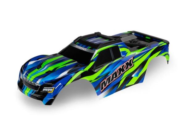 Karosserie Maxx V2 grün mit Aufkleber TRAXXAS (Radstand 352mm)