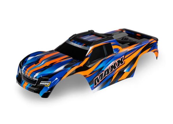 Karosserie Maxx V2 orange mit Aufkleber TRAXXAS (Radstand 352mm)