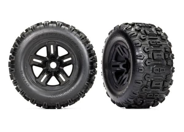 Sledgehammer Reifen auf 3.8 Felgen schwarz (2) TRAXXAS Sledge, E-Revo, Summit (TSM-rated)